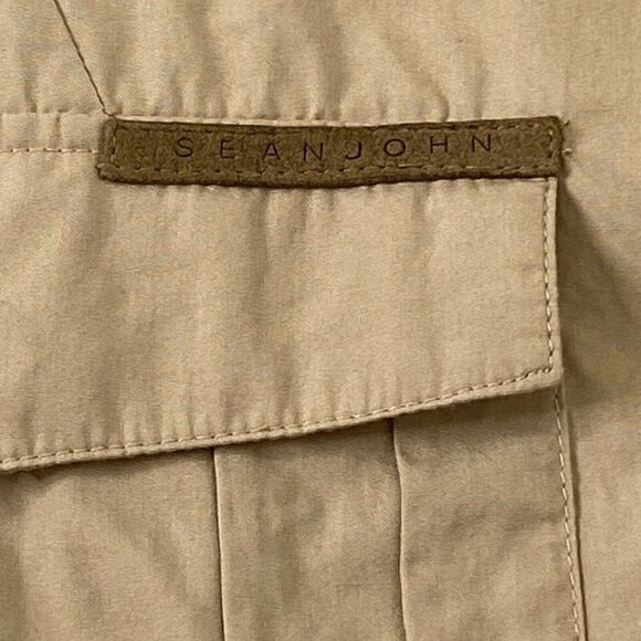 Sean John Shirt Mens size XXL Original Fit Button Front Short Sleeved KhakiBeige - Picture 6 of 10